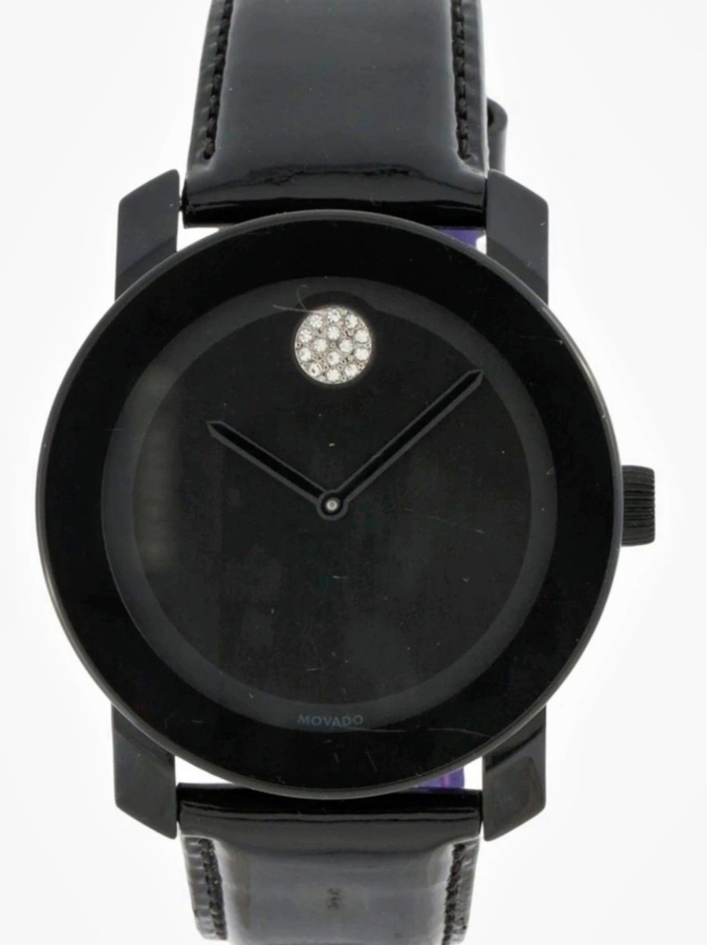 Movado Bold Black Dial Crystal Dot Watch Black & Purple